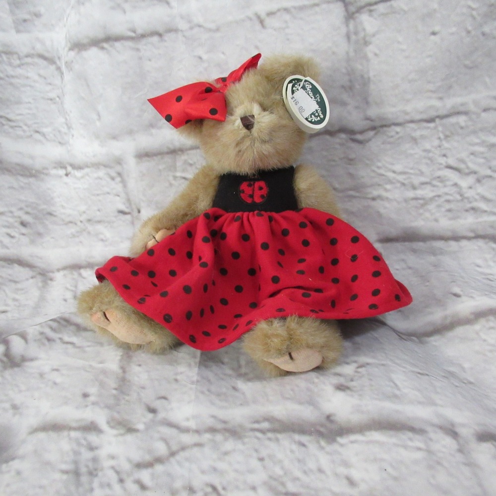 Bearington Plush Teddy Bear Kids 12" Tan Lanie B Lucky Ladybug Dress 143257 tags